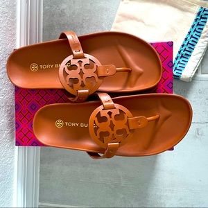 Tory Burch Miller Cloud Sandal Flip Flop Aged Camello Leather